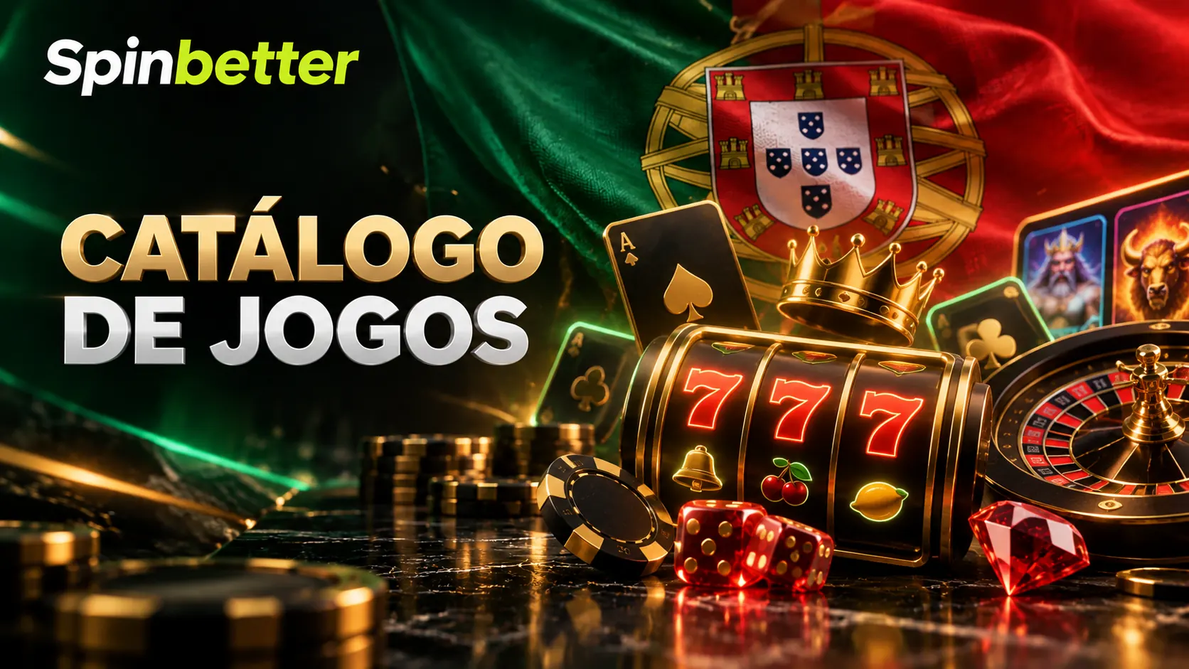 Catálogo de jogos com slots, roleta e cartas em destaque