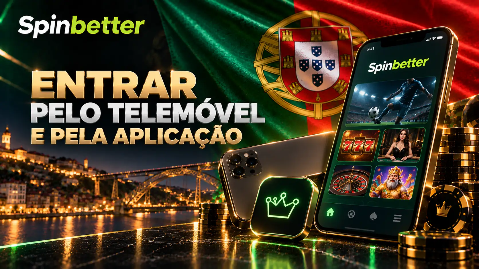 Telemóvel com o casino aberto e os jogos em destaque