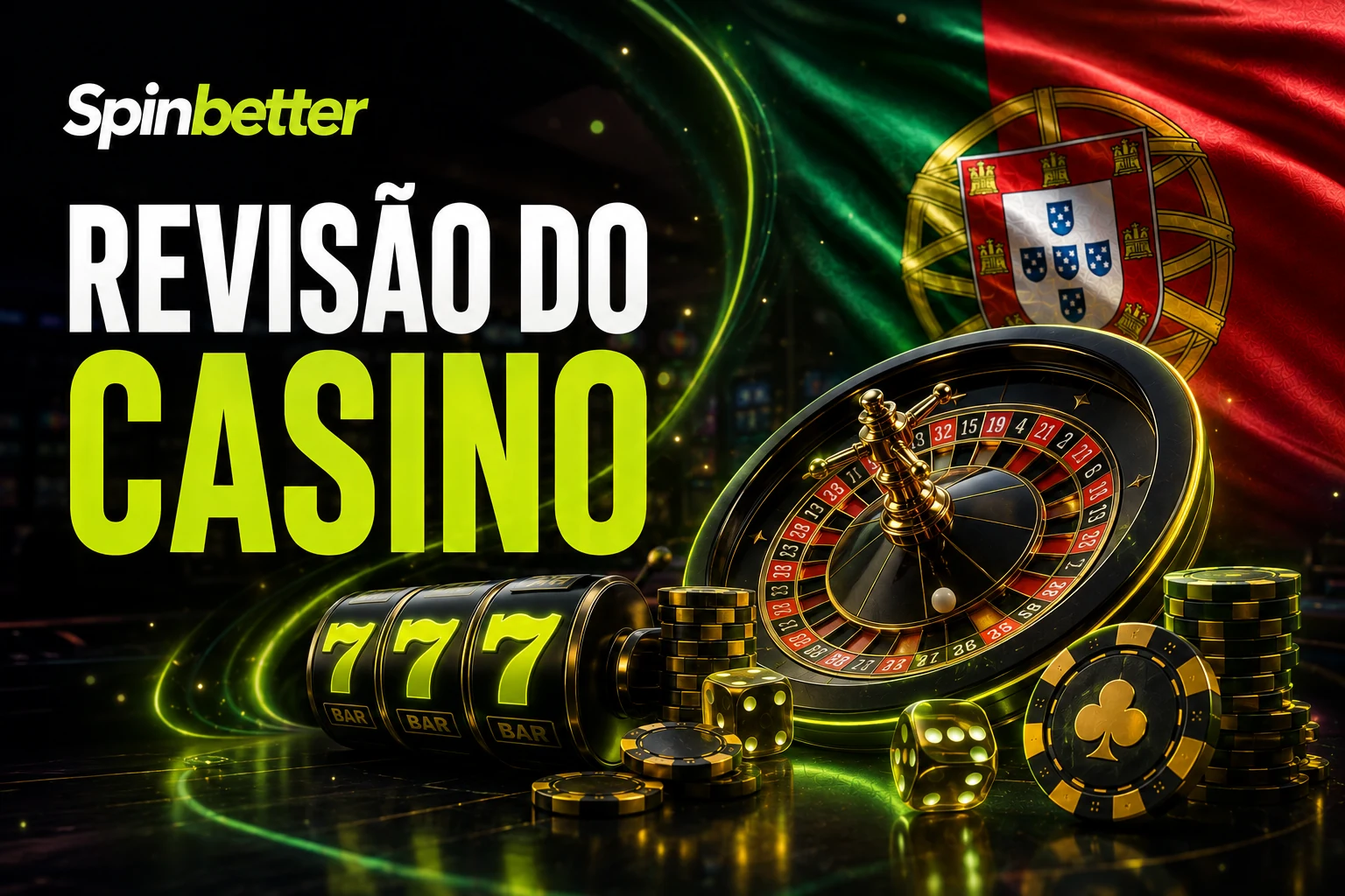 Ecrã inicial do casino com a roleta, as slots e a bandeira portuguesa